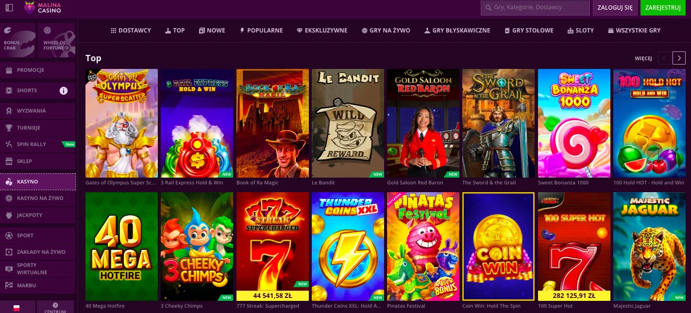 Gry casino Malina