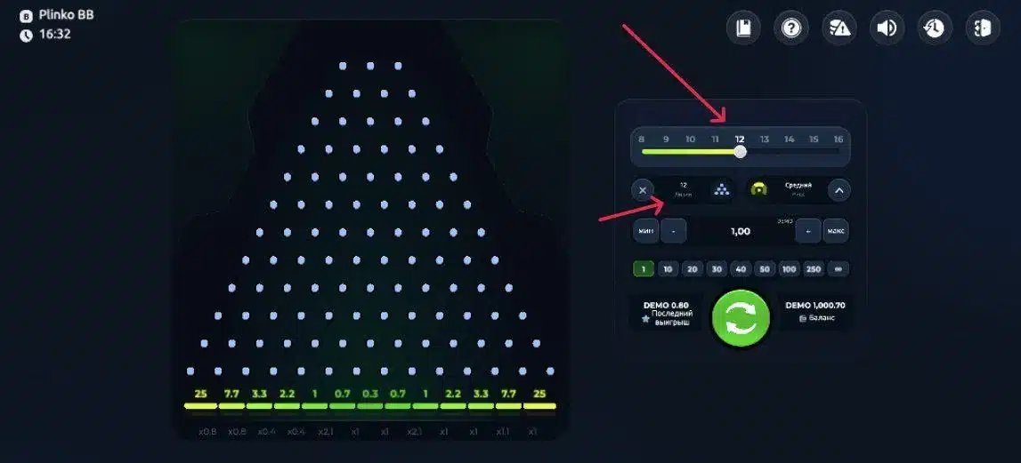 лінії Plinko BB